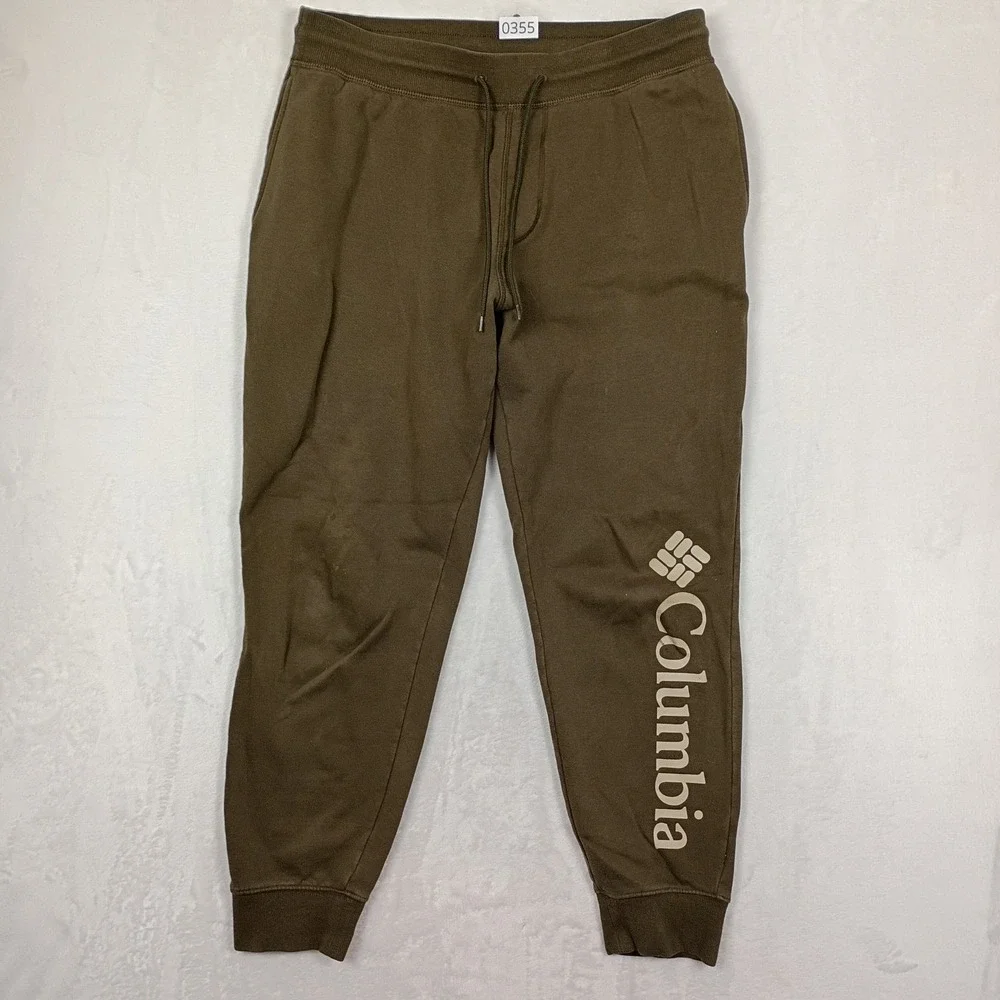 Columbia Joggers Mens L Brown Fleece Logo Sweatpants Hiking Outdoors Gorpcore